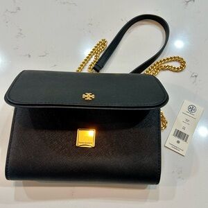 Tory Burch Black Crossbody Bag with Gold Accents